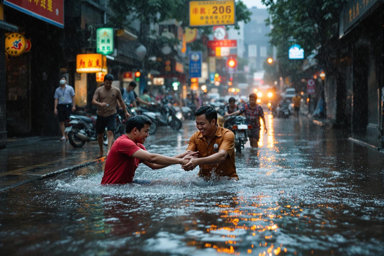 吃瓜每日资讯配图 - 某城市突降特大暴雨，全城多处被淹，市民自发组织救援，感人瞬间刷屏朋友圈